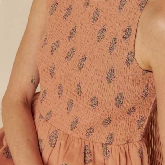 Indi&Cold women’s 100% organic cotton elastic waist sleeveless mid dress peach S - Picture 4 of 10